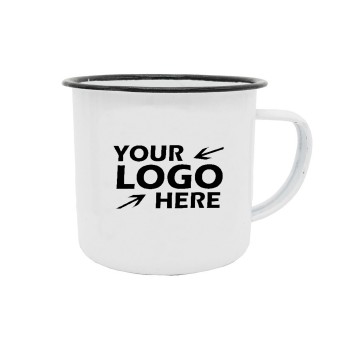 12oz Tin Camp Mug White Body Black Rim High Quality